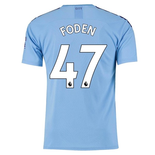 Camiseta Manchester City NO.47 Foden Primera equipo 2019-20 Azul